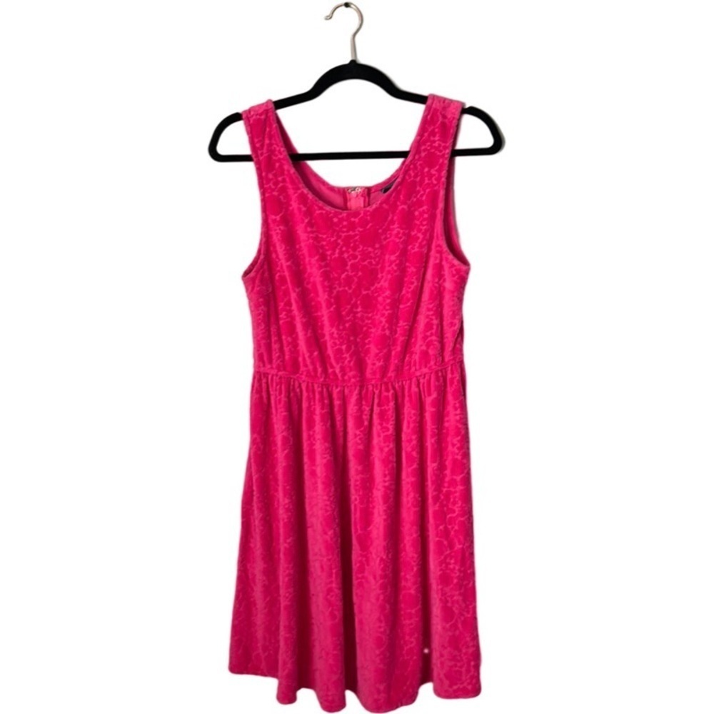 MODCLOTH RETRO Terry Cloth floral  FUCHSIA DRESS/cover up  size medium